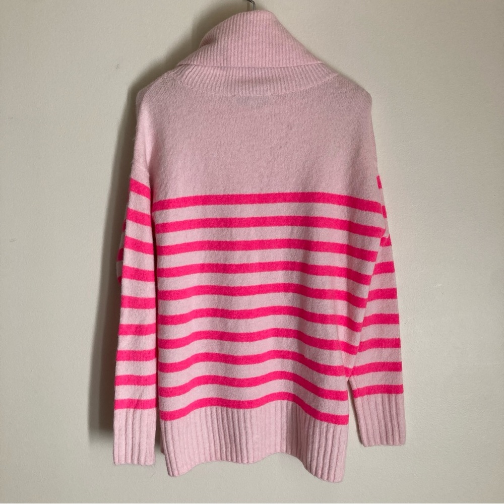 LOFT Pink & Hot Pink Striped Turtleneck Sweater - Picture 9 of 12